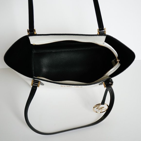 Michael Kors Kimberly Small Bonded Tote Leather Bag White Back - Picture 6 of 10